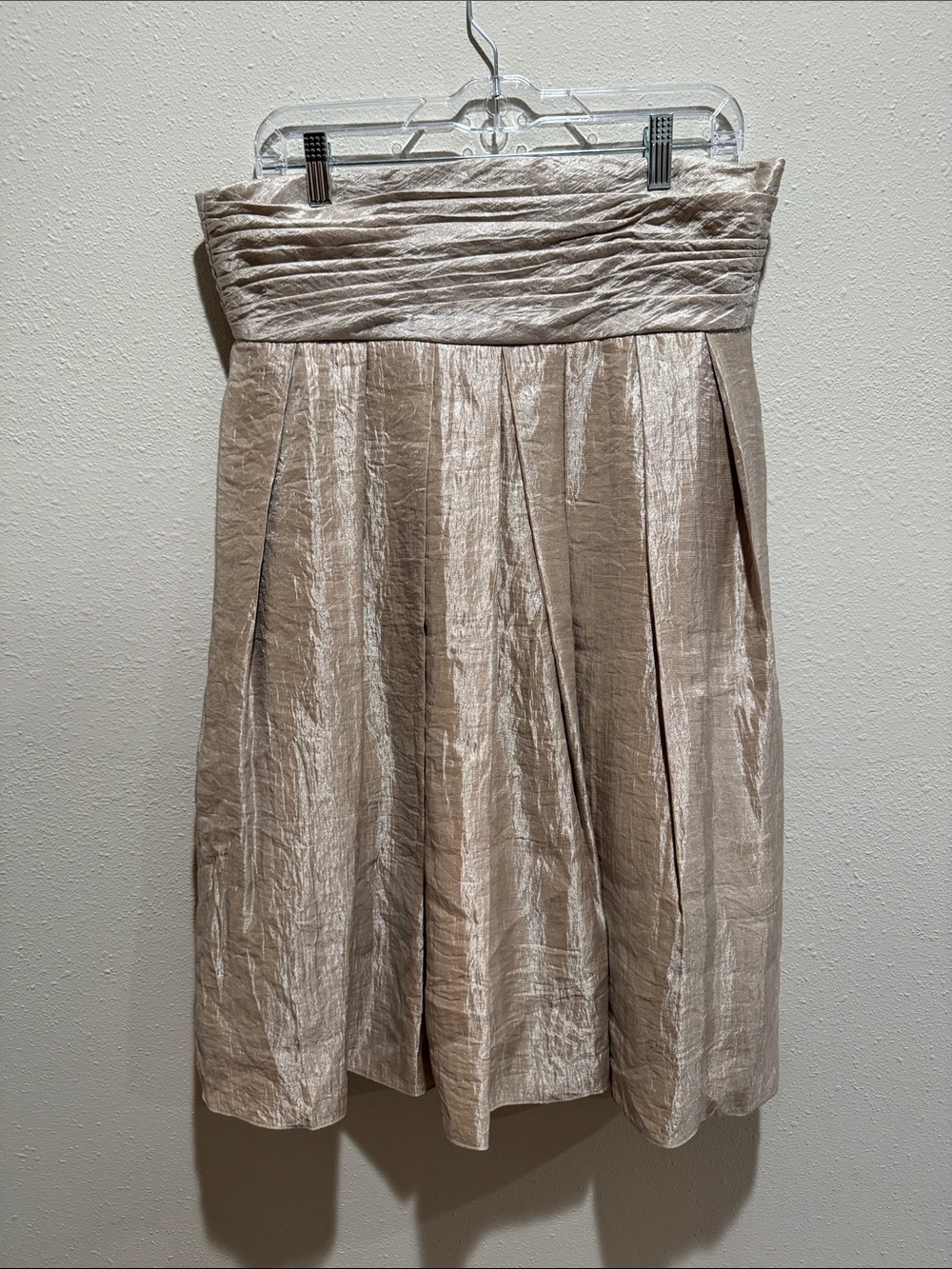 Adrianna Papell Metallic Champagne High Waisted Skirt